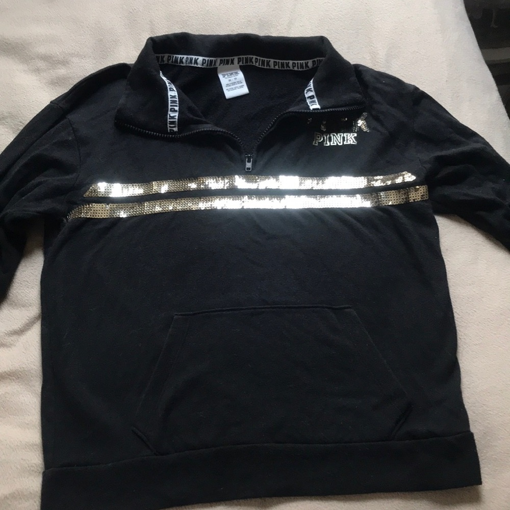 VS PINK Black & Gold Pull Over Hoodie
